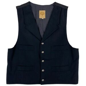 WAH Maker True Frontier Wool Vest Men's Large Black USA Made